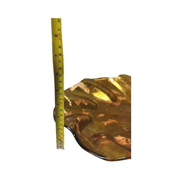 Vintage Glass Round Twisted 13" Serving Plate Gold Tone - Picture 3 of 4